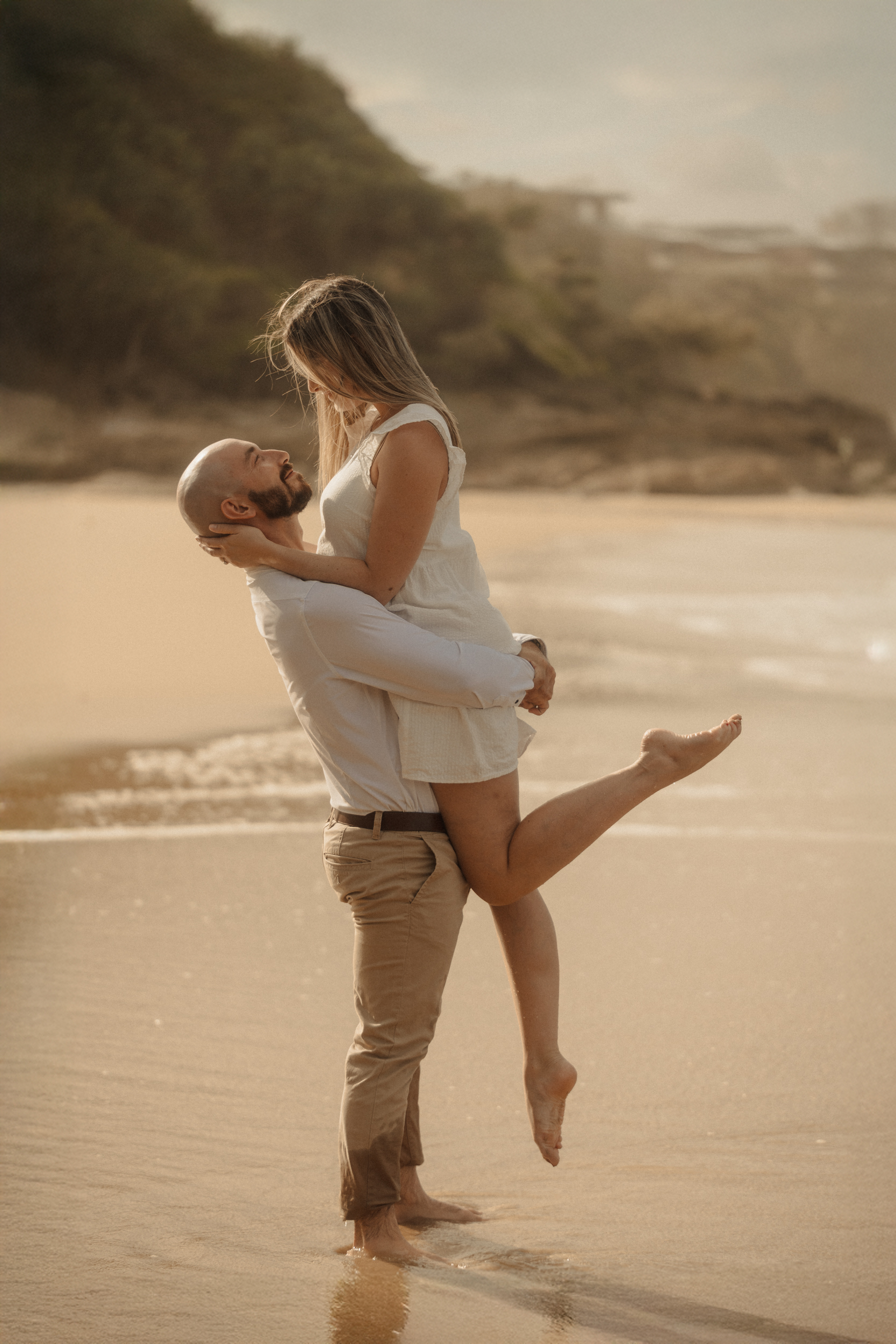 Joyful lift at the beach