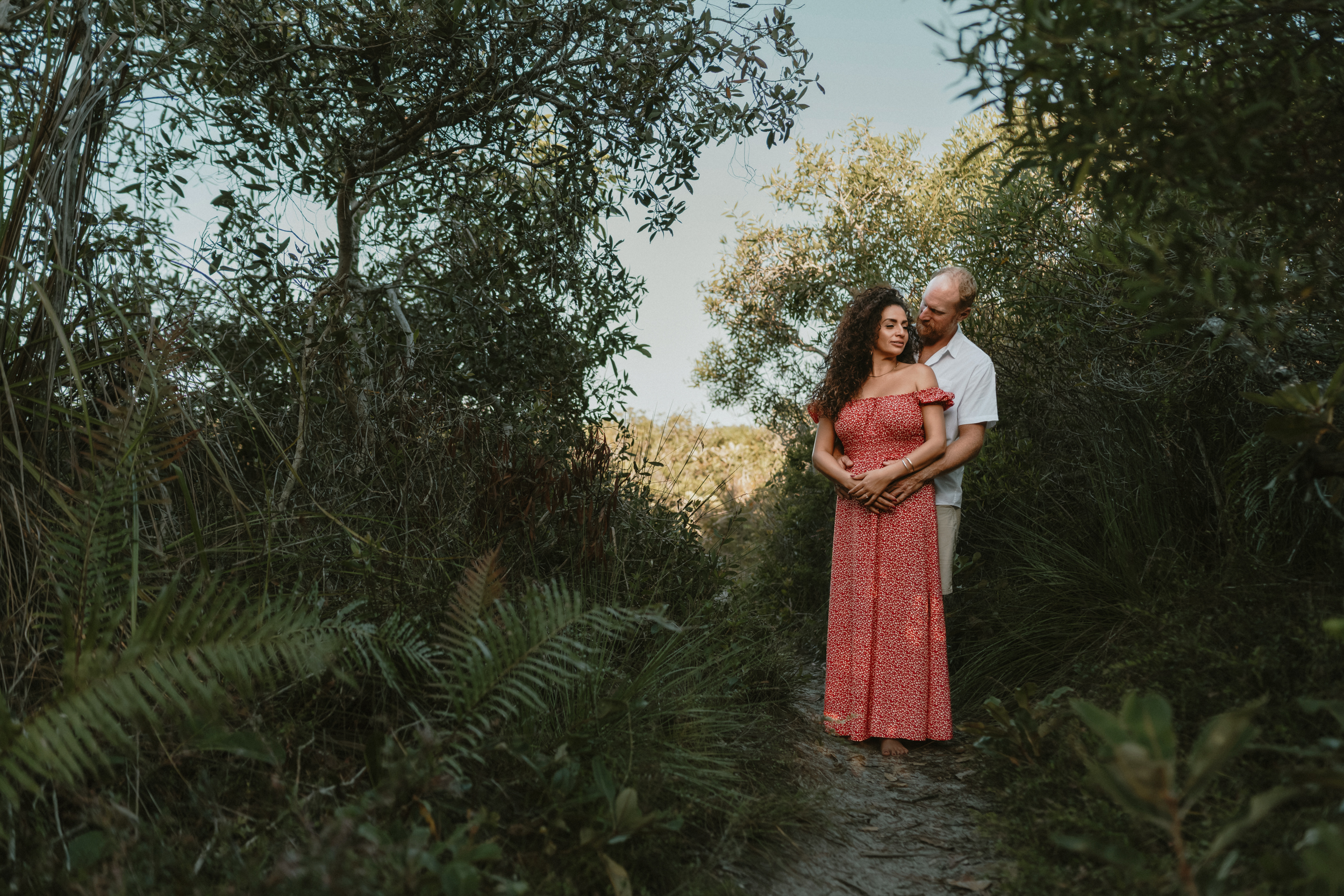 Close embrace in warm golden light